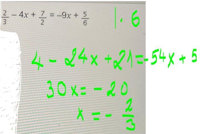 Solve: 2 - 4x + 7 = -9x + + + 5. 2 6 글 - 4.x + = + 3 2 2 3 O x= 를 O x O x= - 2 / 2 를 Ox-example-1