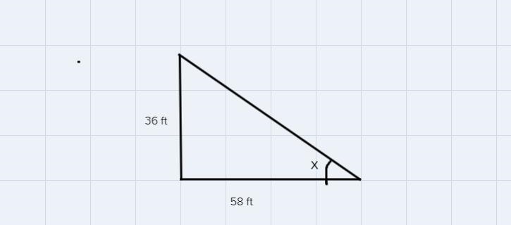 A person is standing 58 feet away from a tree that is 36 feet tall. What is the angle-example-1