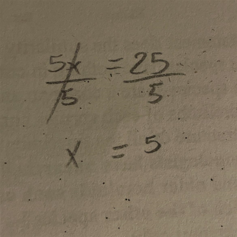 Solve for x. 5x = 25 = x = [?] =-example-1