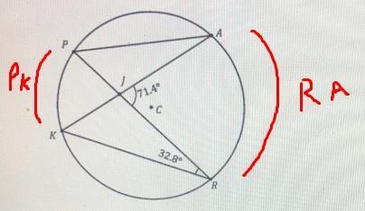 Which of the following option represent the measure of arc ra?-example-1