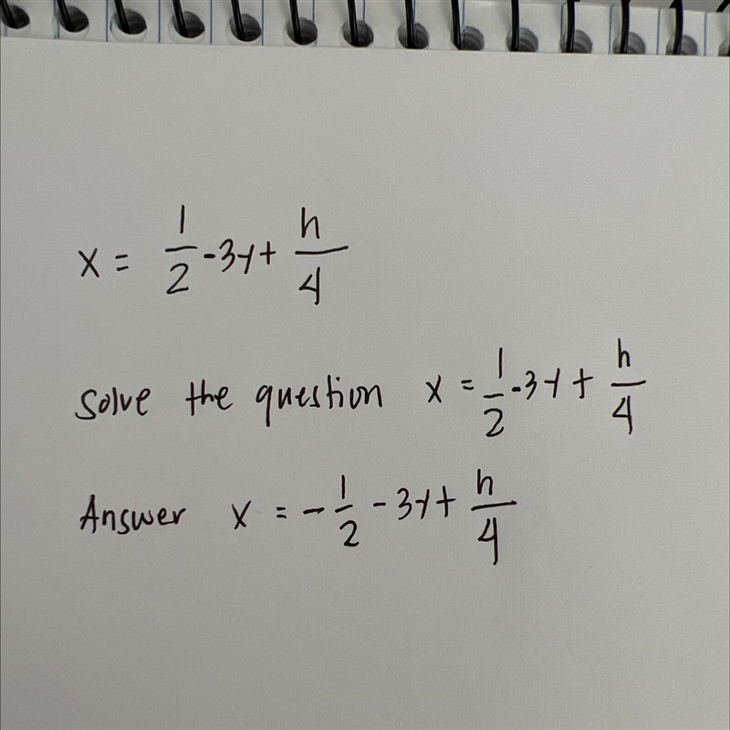 Make x the subject of h = 4(x + 3y) + 2-example-1