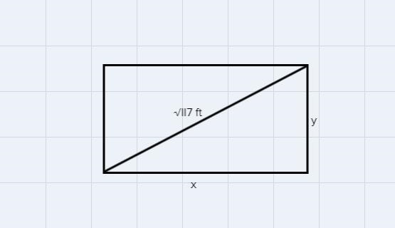 The diagonal of a rectangular rug is √II7 ft. The area of the rug is 54 ft². Find-example-1