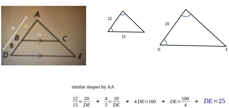 If AD=20 and BC=15 find the length of DE-example-1