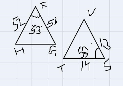 Determine if the triangles are similar if yes state how they are similar.-example-1