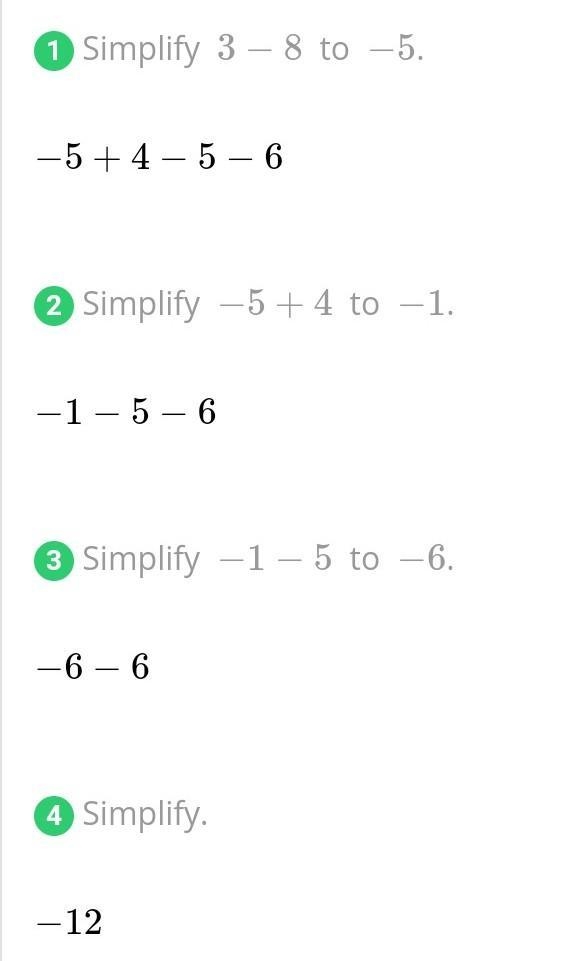 Please help I don't get this Find the difference or type "impossible" [3 –8] + [4 - 5 -6] ? ? ? It-example-1