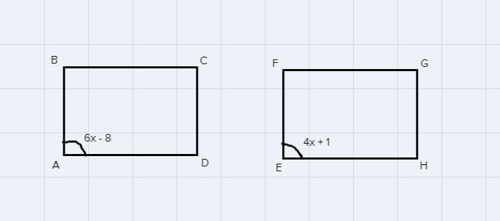 12. Quadrilateral ABCD is congruent to quadrilateral EFGH. If mZA = 6x - 8 and mZE-example-1