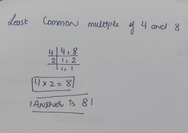 What is the least common multiple of 4 and 8? Enter your answer in the box.-example-1