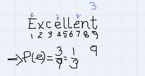 how did you get probability answer of word excellent using e 2/9what is probability-example-1