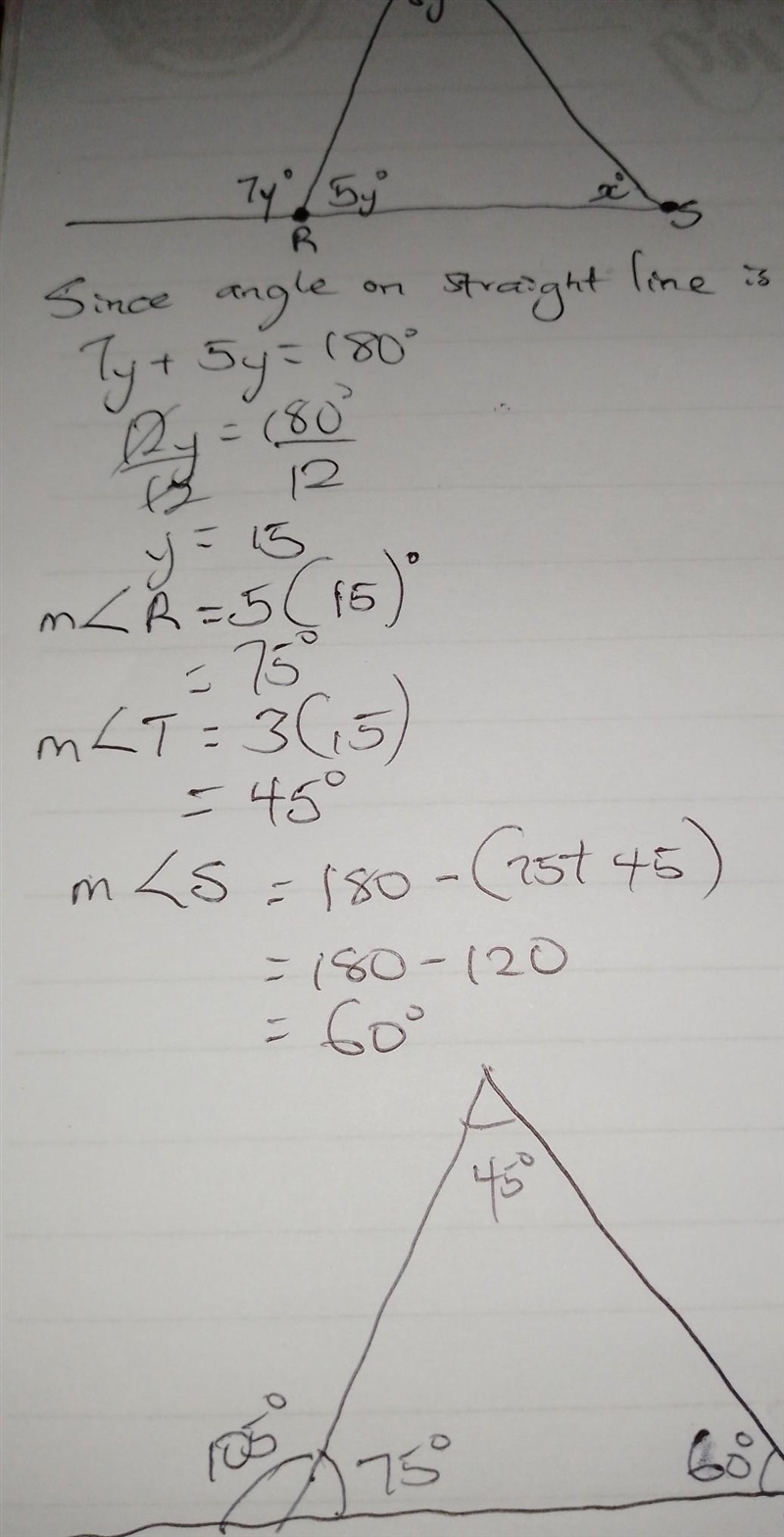 Find the measure of angle S and angle TRS pls help-example-1