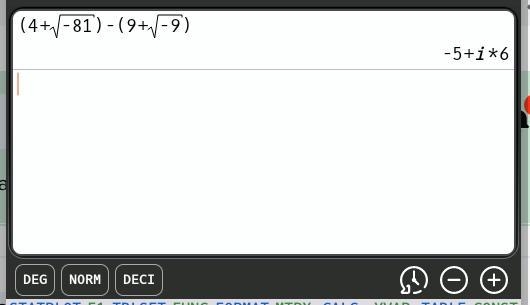 (4₊√₋81)₋(9₊√₋9) i cant resolve this equation. thanks for help-example-1