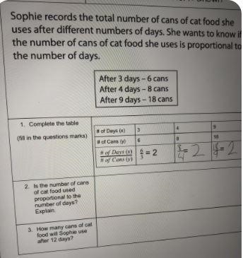 Sophie records the total number of cans of cat food she uses after different numbers-example-1