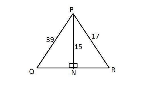 in triangle pqr pq equals 39 inches, pr equals 17 inches, and hte altitude pn equals-example-1