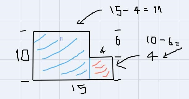 2. Find the area and perimeter of the rectangular shape below.6 m10 m4 m15 m-example-2