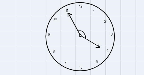 The hands of a clock show 11:20. Express the obtuse angle formed by the hour and minute-example-1