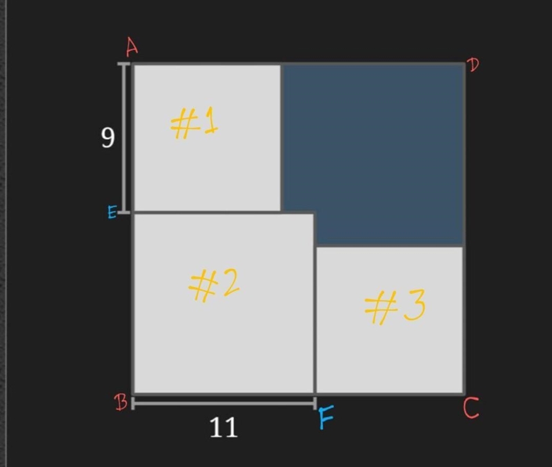 All of the quadrilaterals in the shape below are squares. Find the area of the shaded-example-1