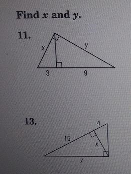 220% Find x and y. 11. 12. X у X 10 4 3 9 14. 13. 4 y 5 15 Х 2 2 у-example-1