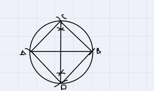 Rafael wants to construct a square inscribed in a circle. He divides the circle into-example-1