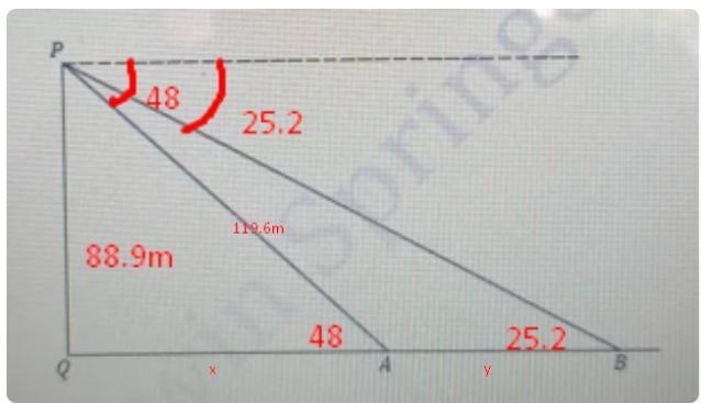 3. The angle of depression of an aeroplane measured from a control tower, PQ, of height-example-1