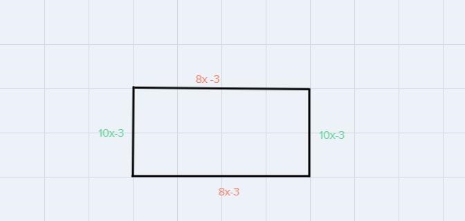 A rectangle has length 8x-3 and width 10x-3 what is the perimeter-example-1