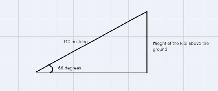 A kite is flying at the end of a 140 meter string (straight). The string makes an-example-1