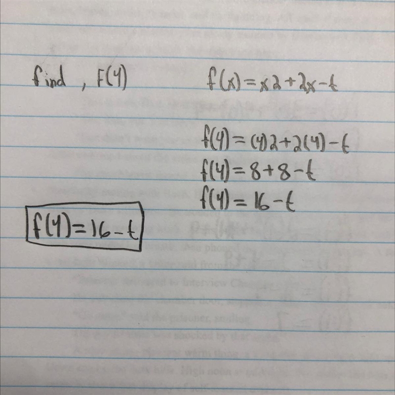 F(X) = x2+2x-t, find F(4)-example-1