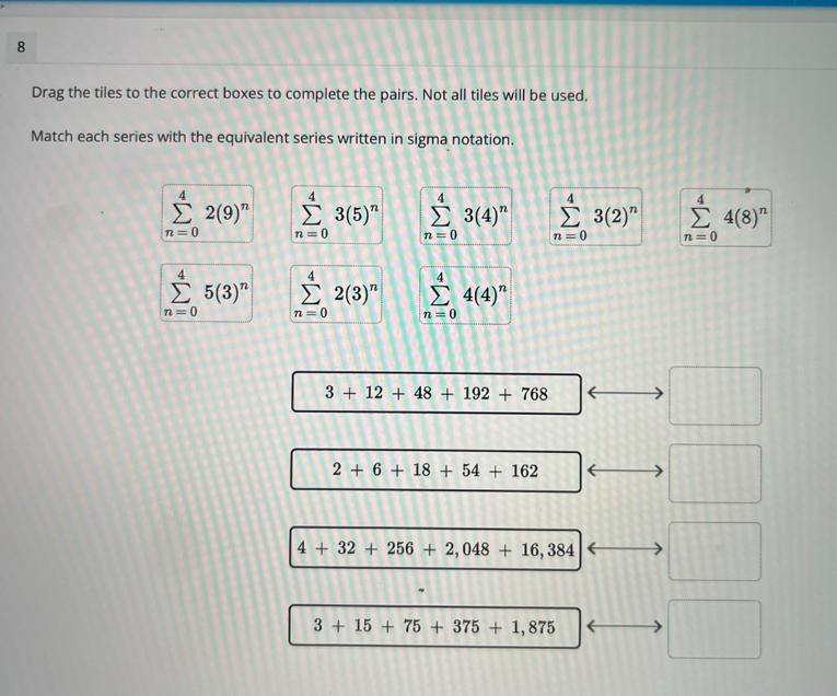 Drag the tiles to the correct boxes to complete the pairs. Not all tiles will be used-example-1