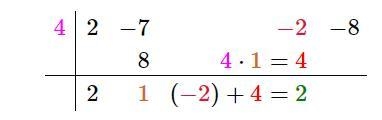 -Use synthetic division to find the result when 2x3 – 7x2 – 2x – 8 is divided byx-example-3