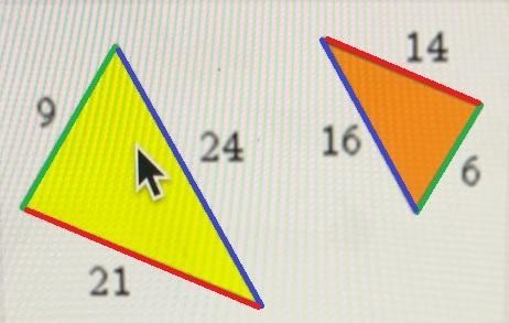 Select the reason why these triangles aresimilar. If they are not, select "Not-example-1