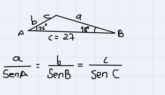 Use the law of sines to find the indicated missing part. Round your answers to the-example-1