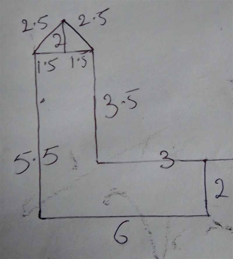 Calculate the perimeter and area of this shape. Perimeter =-example-1