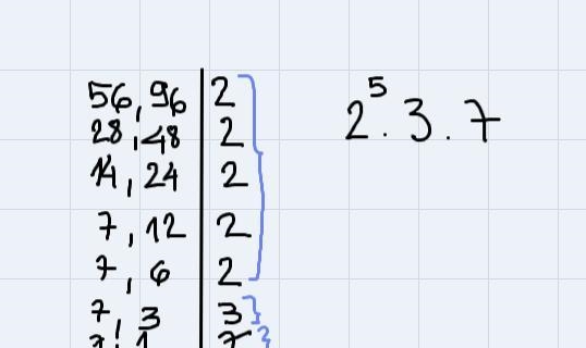 Find the LCD of the list of fractions 7/56, 2/96-example-1