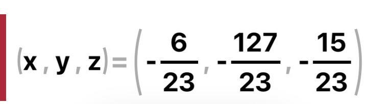 Solve this system of equations 3x+3y+z =-18 x-3y+2z=15 8x-2y+3z=7-example-1