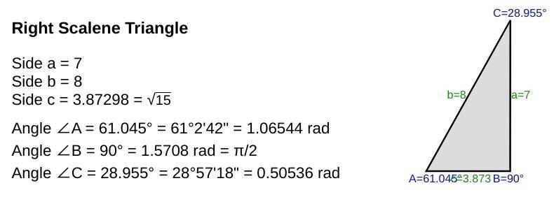 Solve the right triangle. Round to the nearest degree and nearest tenth of a unit-example-1