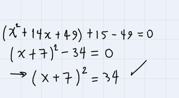 A student is solving the quadratic equation below by completing the square. Which-example-4