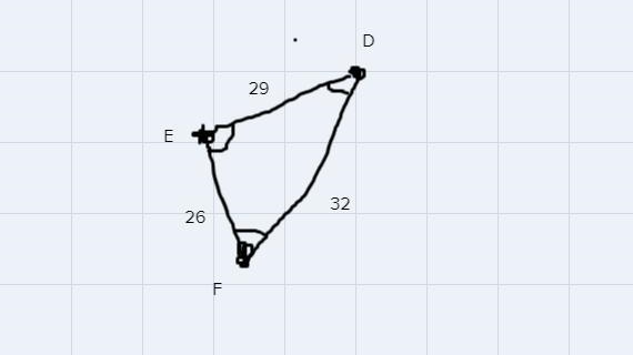 in DEF, DE =29 feet, EF = 26 feet, and DF = 32 feet. Which correctly gives the order-example-1