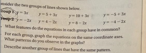 Please help I’m confused on group 1 y=-5 + 3x-example-1