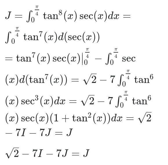 Π/4 tan8 x sec4 x dx-example-1