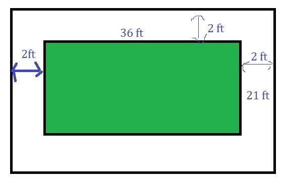 Word problem involving the area between two rectanglesA rectangular garden measures-example-1