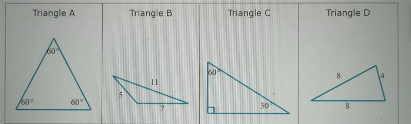 For each triangle, check all that apply. 60° Triangle A 60° Scalene Isosceles O Equilateral-example-1