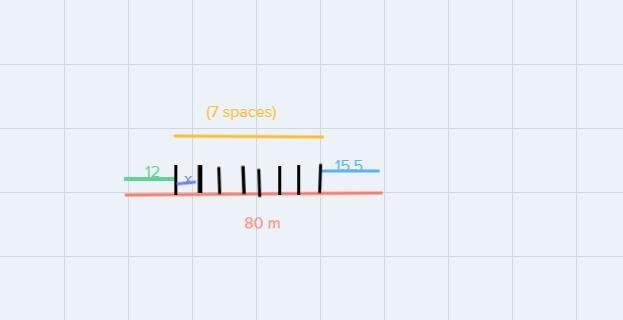 Andre is running in an 80-meter hurdle race. There are 8 equally-spaced hurdleson-example-1