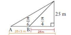 Two guys wires are attached to the top of a radio antenna 25m in height. The wires-example-1