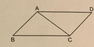 Given: Parallelogram ABCD with diagonal AC drawn Prove: ABC = CDA-example-1