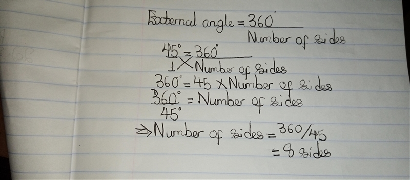 The measure of an exterior angle of a regular polygon is 45º. How many sides does-example-1