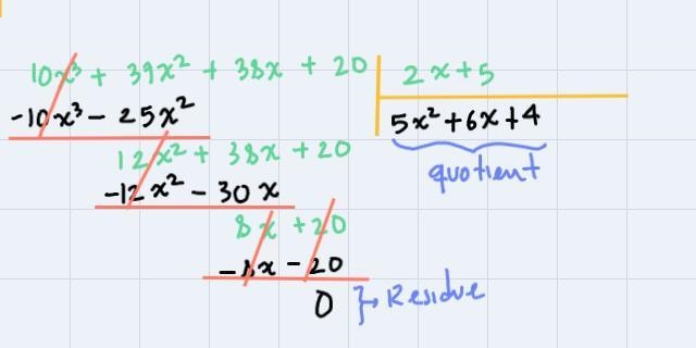 Suppose the area of a rectangle is 1023 +37x2 + 38x + 20 and the length is 2x + 5. What-example-1