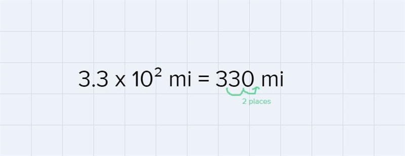 The distance between two cities is approximately 3.3 x 10^2. Use scientific notation-example-1