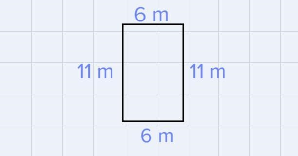 The length of a rectangle is 11 meters and the width is 6 meters.What is the perimeter-example-1