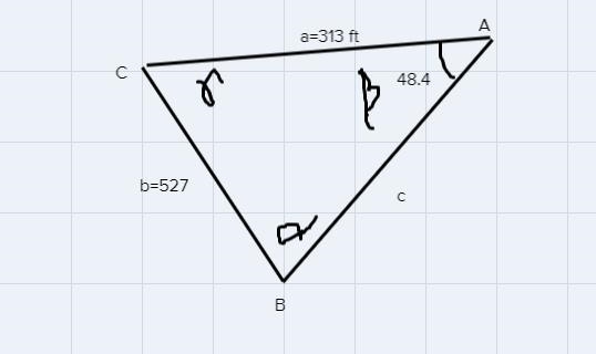 Points A and B are separated by a lake. To find the distance between them, a surveyor-example-2