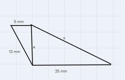 Find the value of x. 5 mm X 13 mm 35 mm-example-1