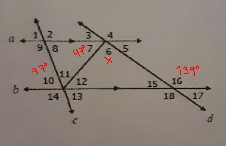 If m<10=77, m<7=47 and m<16=139, find the measure of the missing angle m-example-1