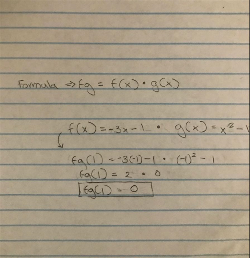 Let ​f(x)=−3x−1 and ​g(x)=x2− 1. Find ​(f◦​g)(−1​).-example-1